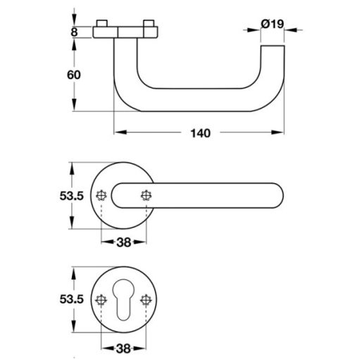Tay nắm gạt có nắp che màu đen mờ Inox 304 Hafele 903.99.785 - 3