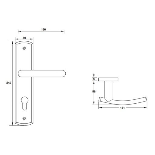 Tay nắm gạt đế dài Inox 316 Hafele 903.78.588 - 3