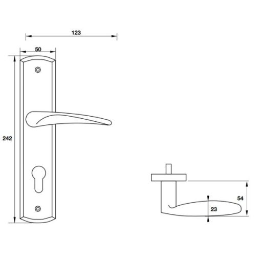 Tay nắm gạt đế dài Inox 316 Hafele 903.78.590 - 3