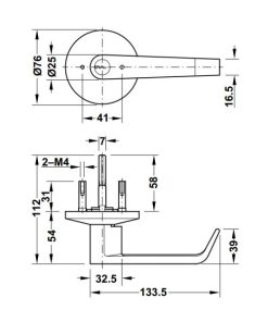 Tay nắm gạt với nắp che Inox mờ Hafele 911.54.019 - 6 Tay nắm gạt với nắp che Inox mờ Hafele 911.54.019 - 5