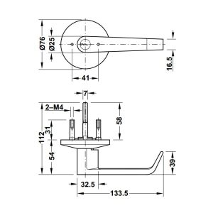 Tay nắm gạt với nắp che Inox mờ Hafele 911.54.019 - 5