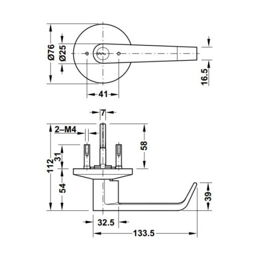 Tay nắm gạt với nắp che Inox mờ Hafele 911.54.019 - 3