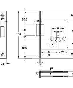 Thân khóa lưỡi gà 55mm màu đồng rêu Hafele 911.23.861 - 6 Thân khóa lưỡi gà 55mm màu đồng rêu Hafele 911.23.861 - 5