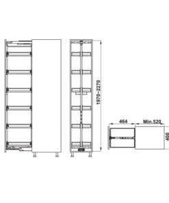 Tủ đồ khô 6 tầng KARA PULL 400mm Hafele 595.80.803 - 13