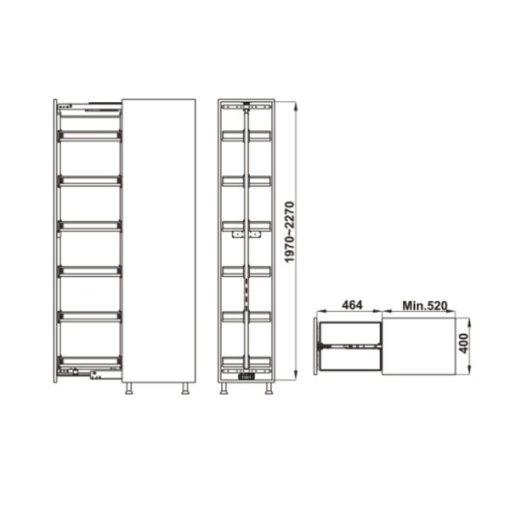 Tủ đồ khô 6 tầng KARA PULL 400mm Hafele 595.80.803 - 3