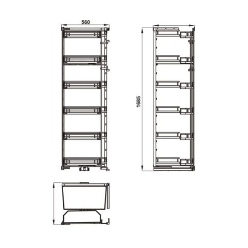 Tủ đồ khô 6 tầng KARA SWING 450mm Hafele 548.65.842 - 3