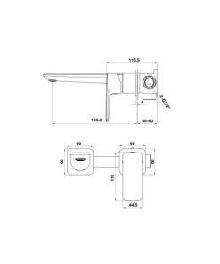 Vòi trộn gắn tường Kobe 250 đen 589.15.034 - 6 Vòi trộn gắn tường Kobe 250 đen 589.15.034 - 5