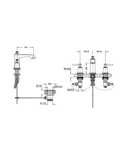 Vòi trộn 3-lỗ Kyoto 100 bộ xả kéo màu đen 589.35.092 - 6 Vòi trộn 3-lỗ Kyoto 100 bộ xả kéo màu đen 589.35.092 - 5