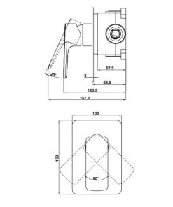 Bộ trộn âm 1 đường nước Kobe chrome 589.15.008 - 5