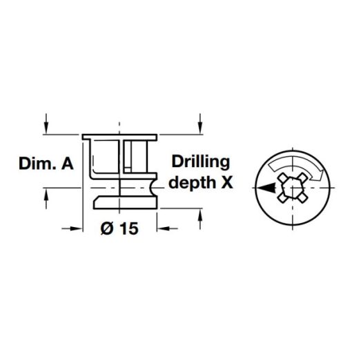 Vỏ nối Minifix 15/19 không vành Hafele 262.26.535 - 3