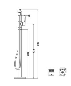 Bộ trộn bồn tắm đặt sàn Kobe chrome 589.15.120 - 10 Bộ trộn bồn tắm đặt sàn Kobe chrome 589.15.120 - 9