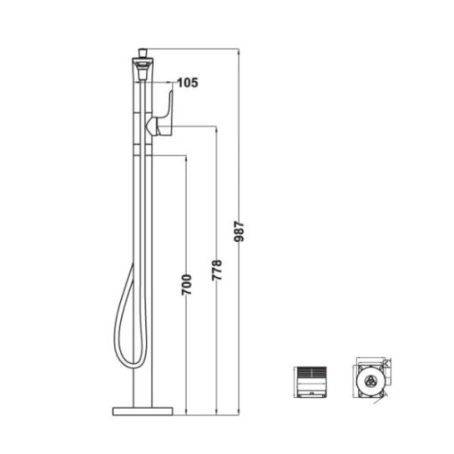 Bộ trộn bồn tắm đặt sàn Kobe chrome 589.15.120 - 5