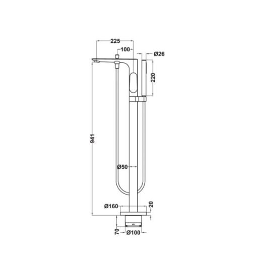 Bộ trộn bồn tắm đặt sàn Kobe chrome 589.15.120 - 3