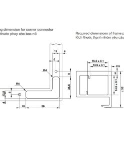 Bas nối sử dụng với khung nhôm cho bản lề âm cửa mở phải Hafele 342.79.717 - 5