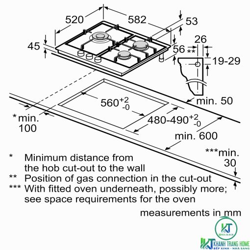 BẾP GAS BOSCH SERIE 6 PCC6A5B90 3 VÙNG NẤU THÉP KHÔNG GỈ - 11