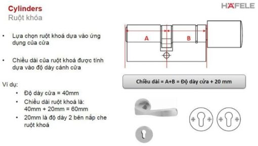 Ruột khóa Häfele dùng cho WC dài 71mm 916.08.725 - 5