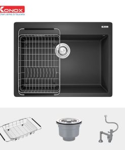 CHẬU RỬA CHÉN BÁT KONOX GRANITE SINK RUVITA 680 BLACK - 12 CHẬU RỬA CHÉN BÁT KONOX GRANITE SINK RUVITA 680 BLACK - 11