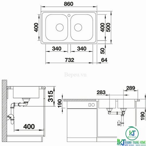 CHẬU RỬA CHÉN BÁT BLANCO DINAS 8 - 7