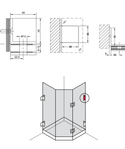 Kẹp Tường – Kính có bas màu đen Hafele 981.00.543 - 6 Kẹp Tường – Kính có bas màu đen Hafele 981.00.543 - 5