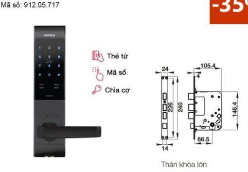 Khóa điện tử Hafele EL7500 912.05.717 – Màu xám/thân khóa lớn - 1