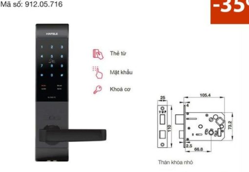 Khóa điện tử Hafele EL7500 912.05.716 – Màu xám/thân khóa nhỏ - 1