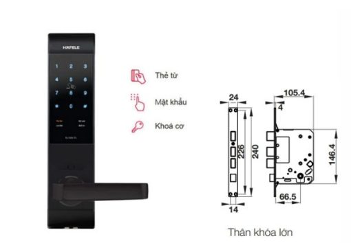 Khóa điện tử Häfele EL7500 912.05.733 – Màu đen/thân khóa lớn - 1