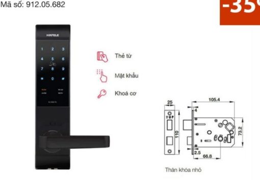 Khóa điện tử Häfele EL7500 912.05.682 – Màu đen/thân khóa nhỏ - 1