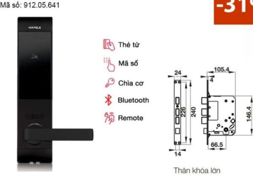 Khóa điện tử Häfele EL7900-TCB màu đen thân lớn 912.05.641 - 1