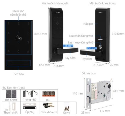 Khóa điện tử Hafele EL7900-TCB màu đen thân nhỏ 912.05.640 - 3