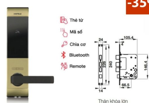 Khóa điện tử Hafele EL7900-TCB thân lớn màu vàng 912.05.650 - 1