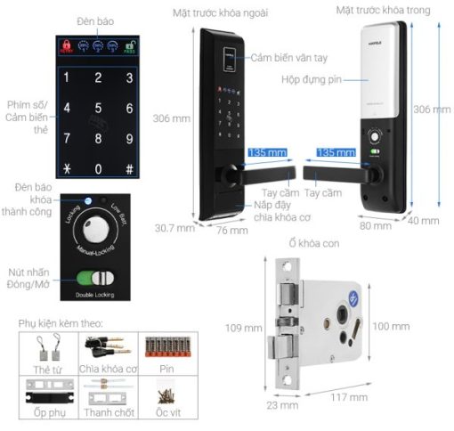Khóa điện tử vân tay Hafele EL9000-TCS Màu đen 912.05.378 - 3