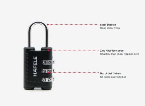 Ổ khoá số du lịch DIY Häfele 482.09.005 - 3