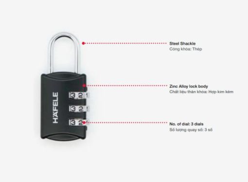 Ổ khoá số du lịch DIY Häfele 482.09.000 - 3