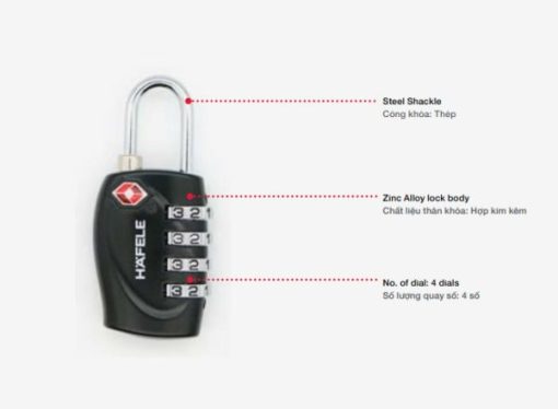 Ổ khoá số du lịch DIY Häfele 482.09.008 - 3