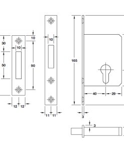 THÂN KHOÁ CỬA TRƯỢT BS40 HAFELE 911.26.277 - 13