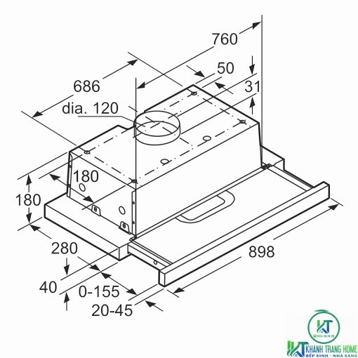 MÁY HÚT MÙI ÂM TỦ BOSCH DHI923GSG SERIE 4 NGANG 90CM - 11