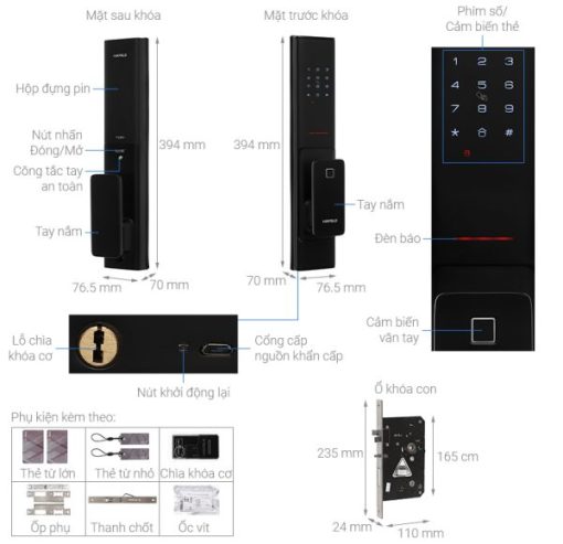 Khóa điện tử Vân tay + Bluetooth Hafele PP8100 912.20.260 - 3
