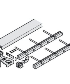 Thanh nối thanh dẫn hướng dưới, cho vị trí âm của cửa từ mặt đáy đến nóc tủ, với nắp che, mặt tiếp xúc nghiêng và khuôn dẫn khoan Hafele 408.30.961