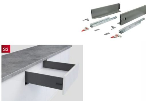 Ray hộp Hafele S3 chức năng giảm chấn Màu Xám 552.55.301 - 1