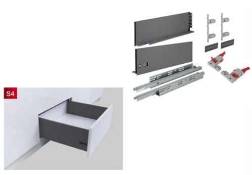 Ray hộp Hafele S4 chức năng nhấn mở màu xám 552.35.355 - 1