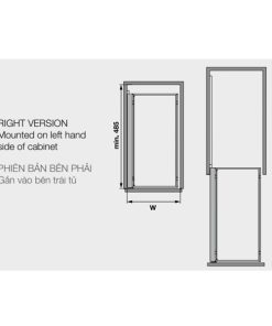 Rổ kéo để chai lọ, gia vị Kesseböhmer Hafele 250mm màu đen mở phải 545.53.960 - 5