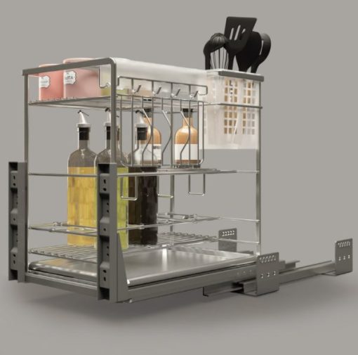 Rổ kéo để dao thớt, chai lọ Cucina 400mm Inox 304 549.20.015 - 5
