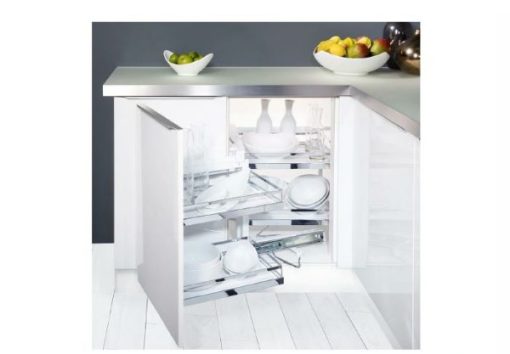 Rổ kéo góc 2 tầng Kessebohmer dạng đáy trắng mở phải 546.17.005 - 1