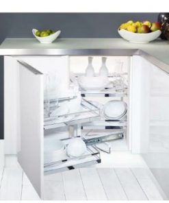 Rổ kéo góc 2 tầng Häfele dạng đáy trắng mở trái 546.17.004