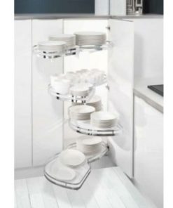 Rổ kéo góc 4 tầng Häfele màu trắng Mở trái 541.32.673