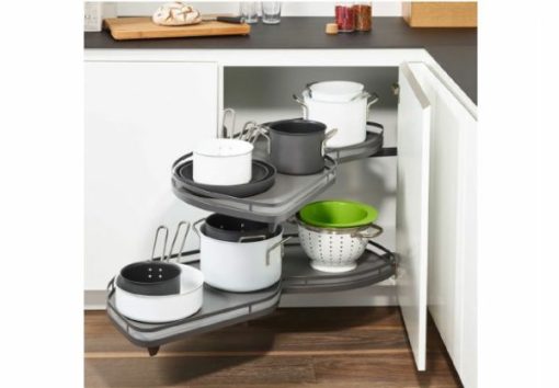 Rổ kéo góc 2 tầng Kesseböhmer màu đen Mở trái 541.29.481 - 1
