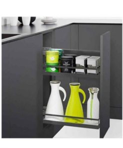 Rổ kéo để chai lọ, gia vị Kesseböhmer Hafele 300mm màu đen mở phải 545.53.964