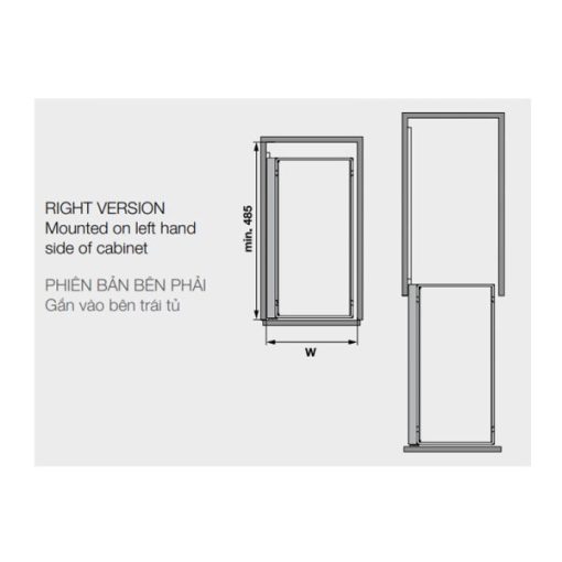 Rổ kéo để chai lọ, gia vị Kesseböhmer Hafele 300mm màu đen mở phải 545.53.964 - 3
