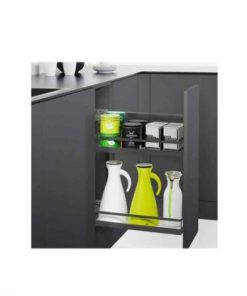 Rổ kéo để chai lọ, gia vị Kesseböhmer Hafele 250mm màu đen mở trái 545.53.961