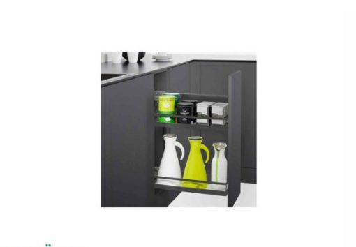 Rổ kéo để chai lọ, gia vị Kesseböhmer Hafele 250mm màu đen mở trái 545.53.961 - 1